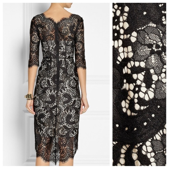 NWT. LOVER Black Lace Horizon Lace Dress with Visible Ecru Lining. Size 10. - Picture 5 of 12